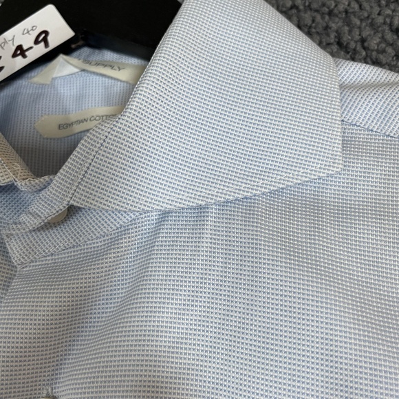 Suitsupply Egyptian Cotton Slim Button Up Dress Shirt - Men's Size 40 - Blue - Picture 3 of 10